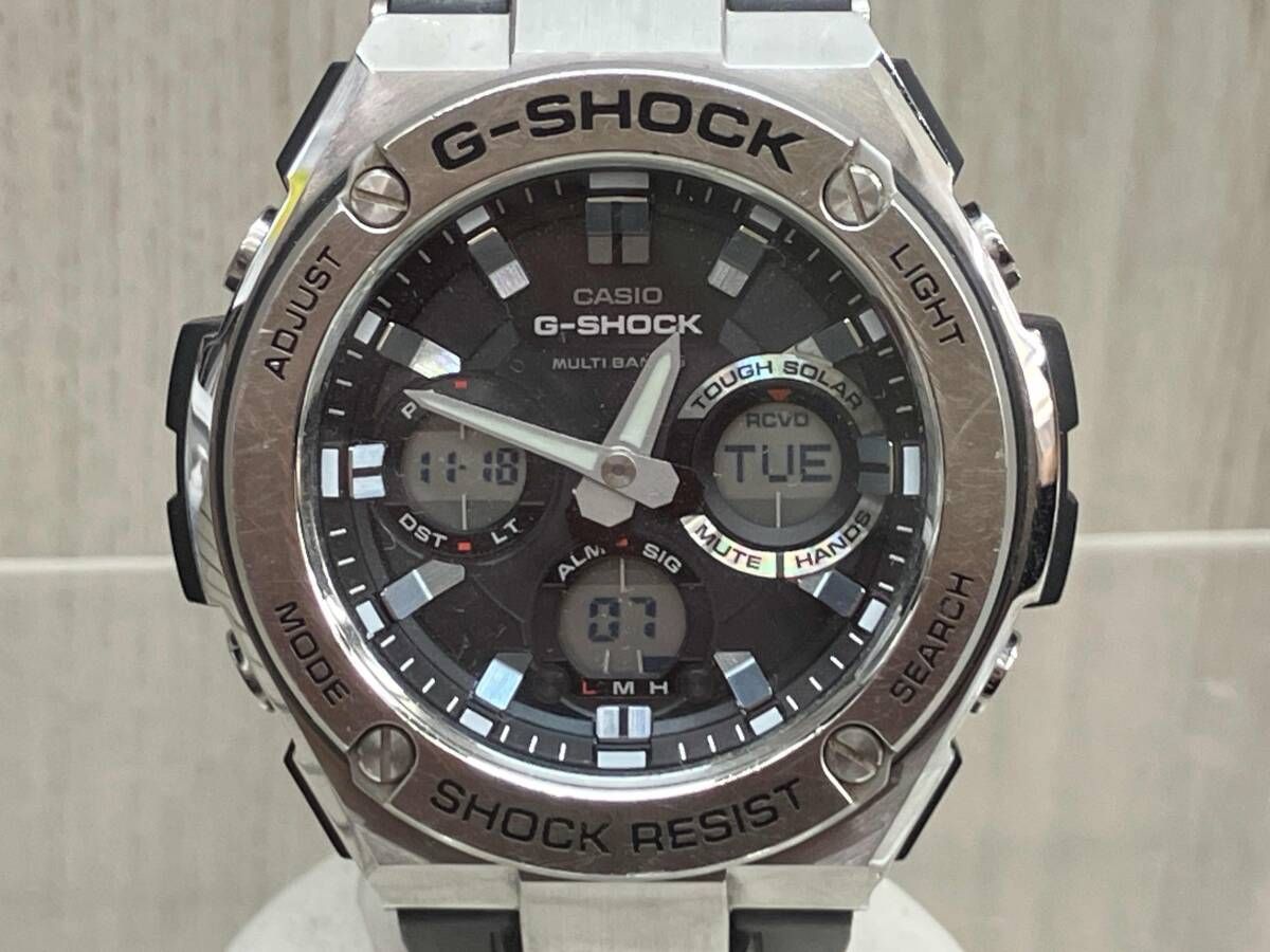 CASIO G-SHOCK G-STEEL GST-W110-1AJF 電波ソーラー ケースサイズ 4.3cm ラバーベルト ベゼルキズ