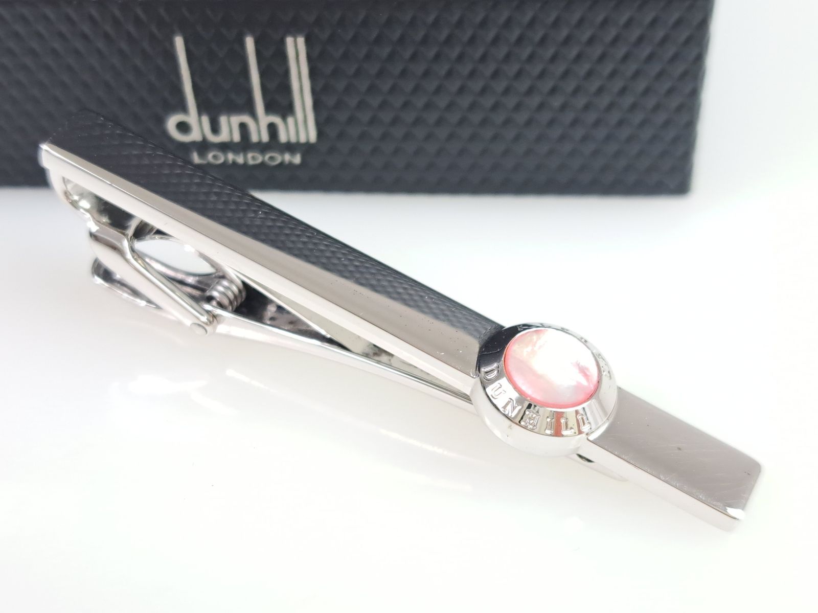 ダンヒル　ALFRED DUNHILL　ピンクシェル　ネクタイピン　シルバー925　ライトピンク×シルバー　箱付　送料無料