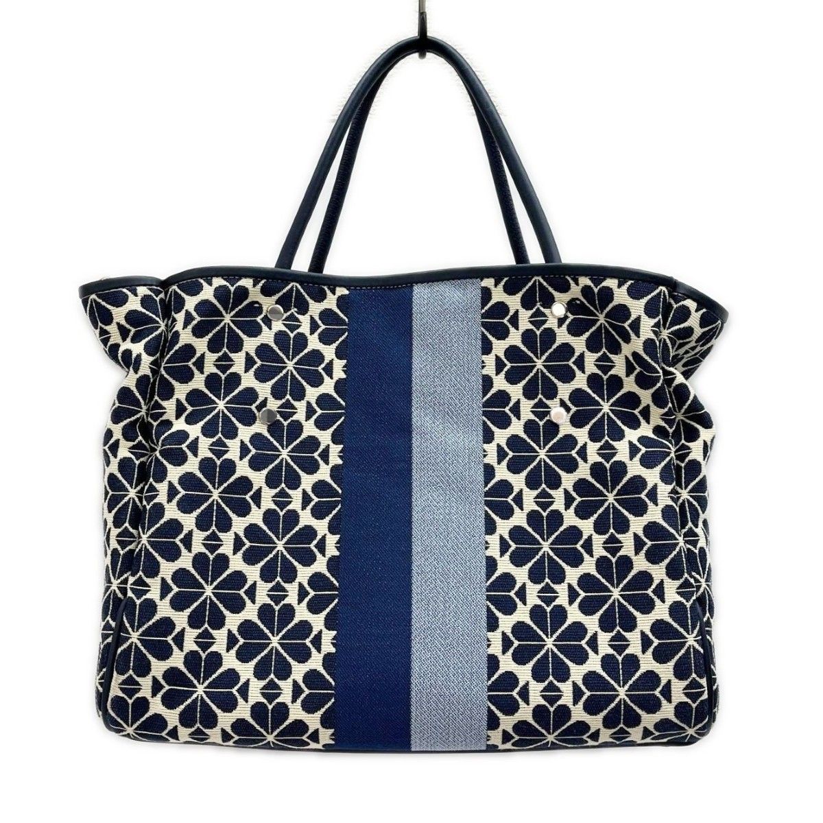 Kate Spade NEW YORK ケイトスペード フラワージャガード トートバッグ インポーチ付 S338 ネイビー
