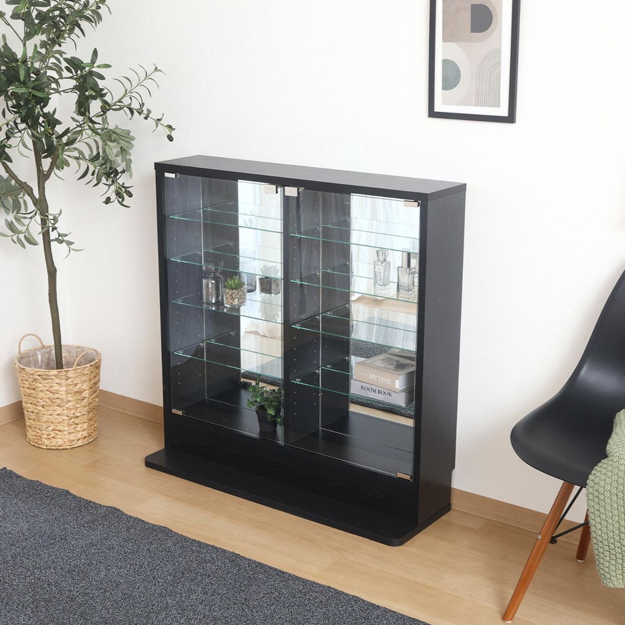 ガラスコレクションラック 背面ミラー TOR ロータイプミラー付き