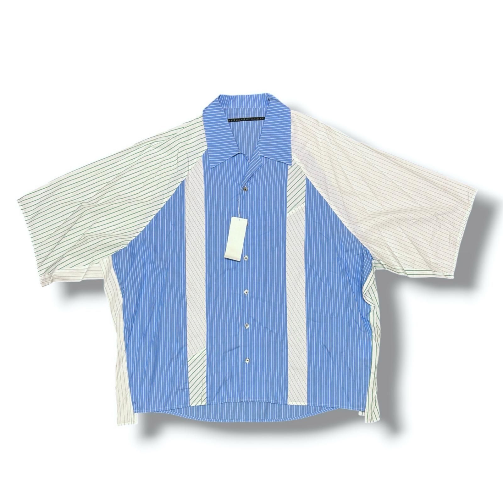 参考上代36300円 未使用 my beautiful land let POPLIN SHORT SLEEVE SHIRTS ポプリン半袖シャツ ストライプシャツ マイビューティフルランドレット WM09-SH251091 マルチカラー （12508M）