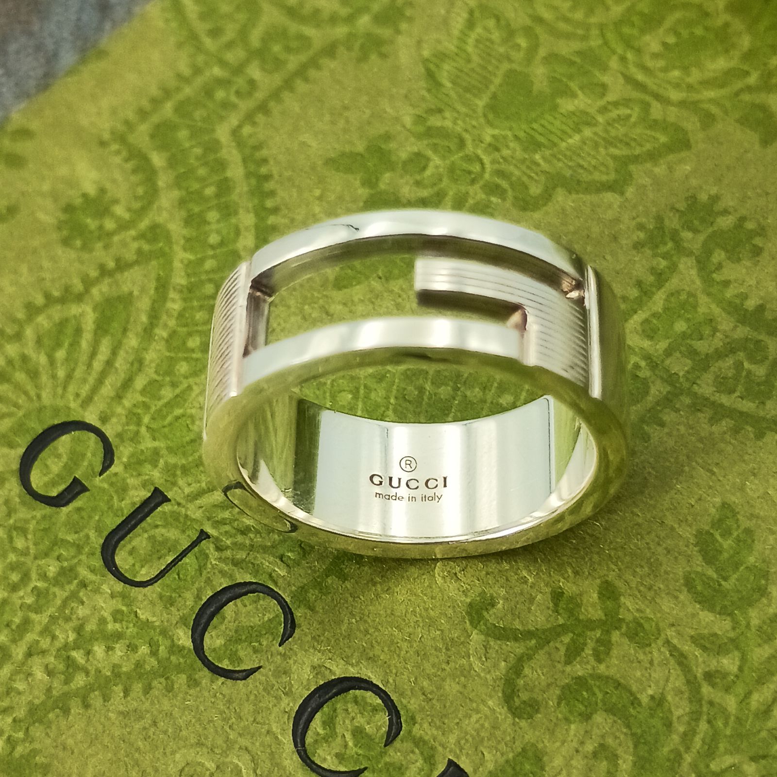 GUCCI グッチ 16号 Gカット ブランデッドG リング 指輪 表記17 メンズ