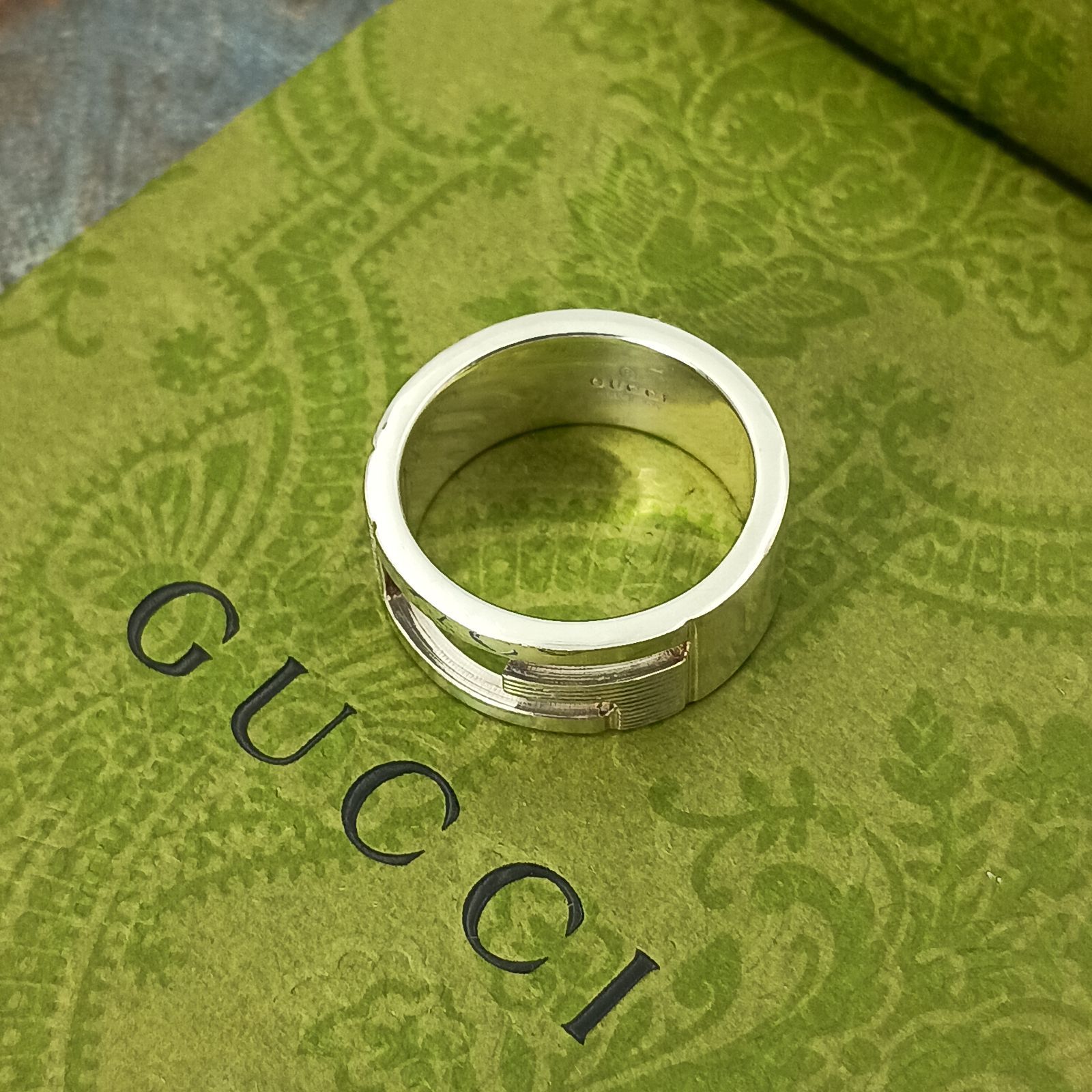 GUCCI グッチ 16号 Gカット ブランデッドG リング 指輪 表記17 メンズ GUCCI グッチ 16号 Gカット ブランデッドG リング 指輪 表記17 メンズ