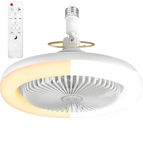 シーリングファンライト ファンライト 扇風機 LED 照明 小型 E26 リモコン付き 無階段調光/調色 風量3階段 タイマー 角度調整 天井照明 照明器具 簡単取付 軽量 省エネ 熱中症対策 暑さ対策 ホワイトmi 54897197
