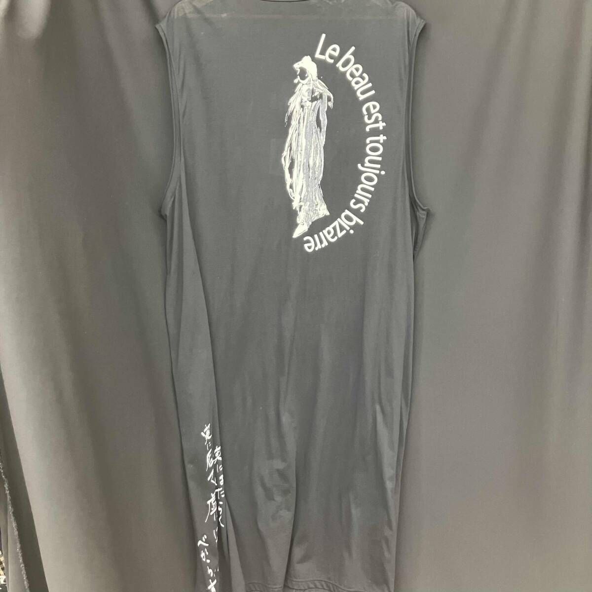 25ss YOHJI YAMAMOTO POUR HOMME SOFT VAIL NO SLEEVE PRINTED HP-T94-606 サイズ3 LOOK35 ブラック ヨウジヤマモトプールオム