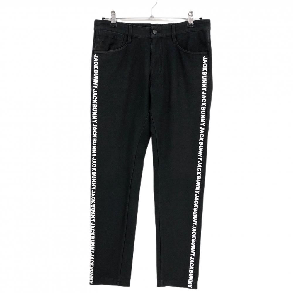 ジャックバニー パンツ 黒×白 ストレッチ コットン混 サイドロゴ