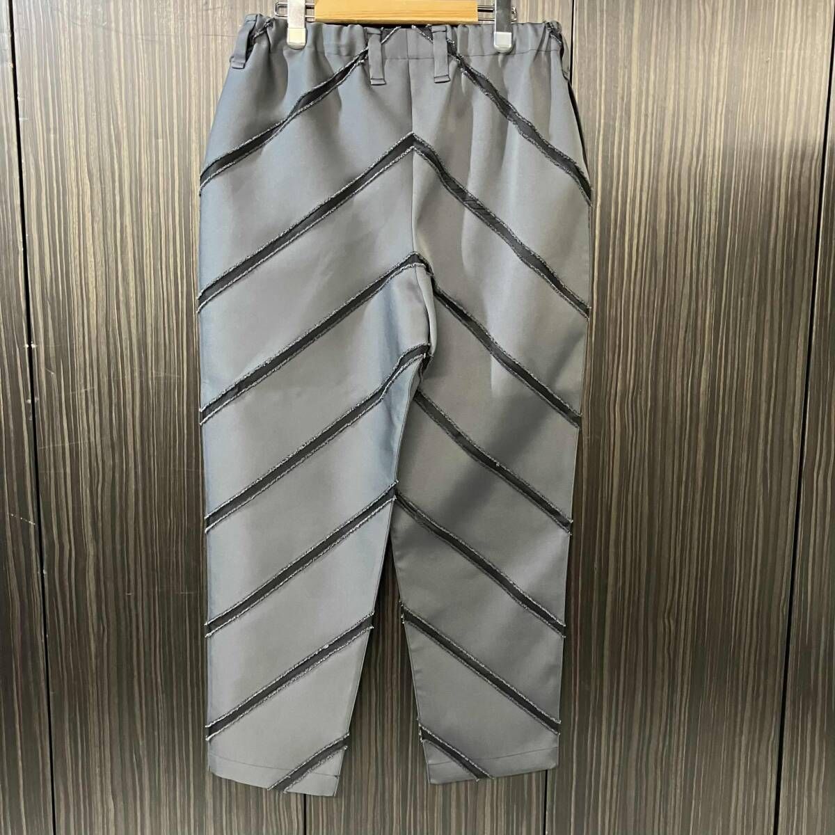 23AW IM MEN ISSEY MIYAKE DIAGONAL CUT JACQUARD PANTS ロングパンツ サイズ3 ダークグレー系　アイムメンイッセイミヤケ