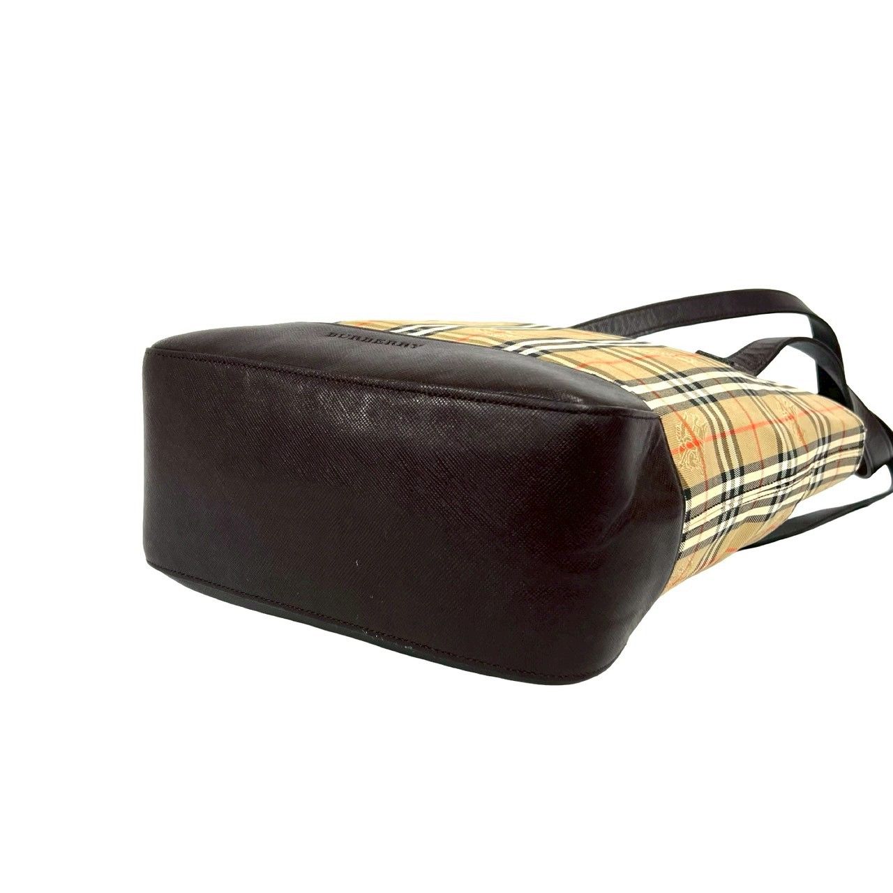 極 美品 BURBERRY バーバリー ノバチェック キャンバス レザー トート 