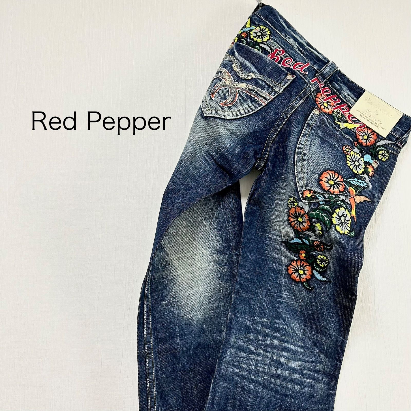 Red Pepper フラワー刺繍 フレアデニム - メルカリ