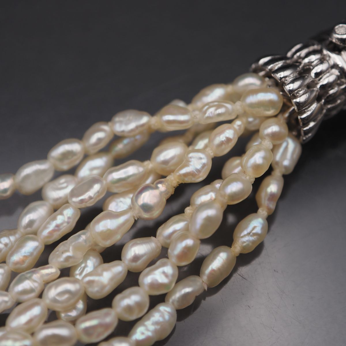 W683 淡水真珠 パール SILVER刻印 ネックレス ブレスレット セット 8連 