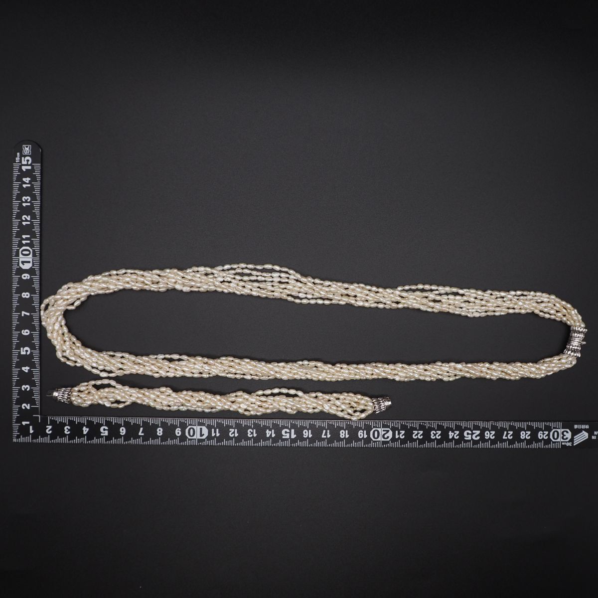 W683 淡水真珠 パール SILVER刻印 ネックレス ブレスレット セット 8連 