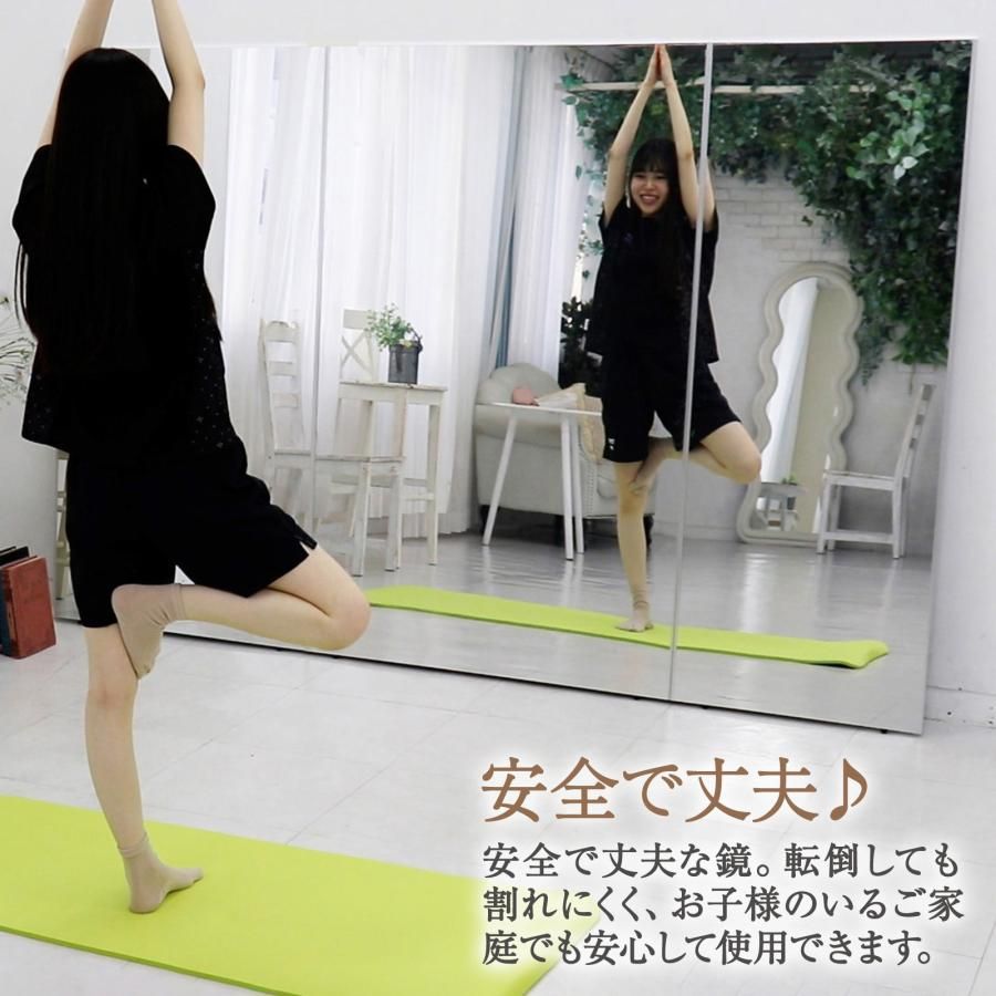 新品・未使用】 軽壁鏡160x80黒+スタンド大 全身鏡 キャスター 割れ