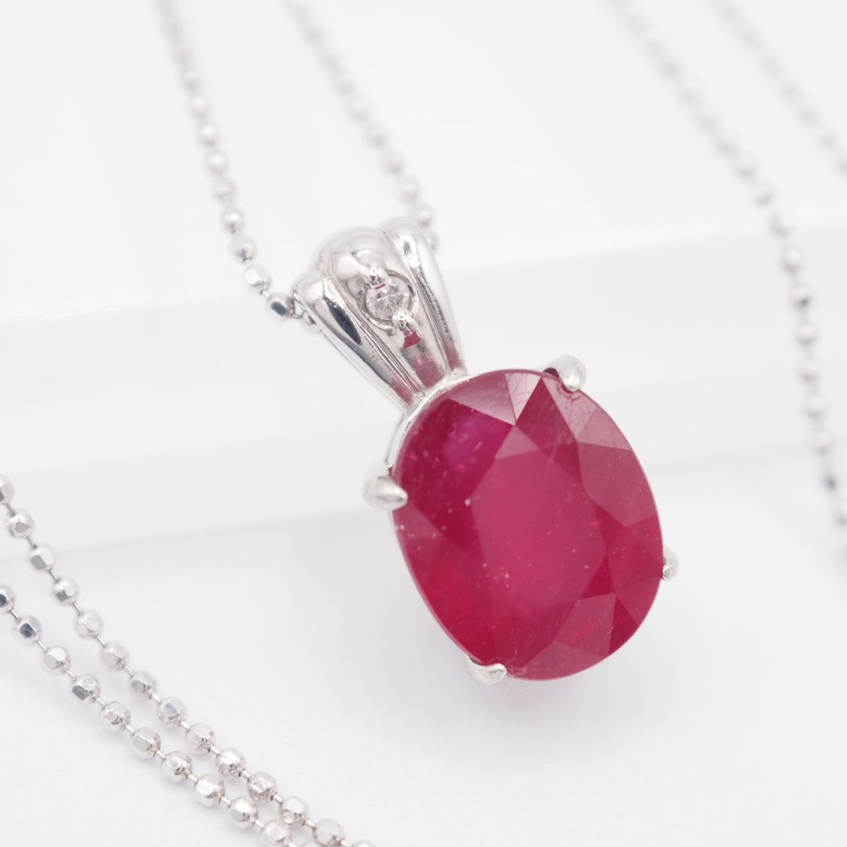 W965 ルビー? ピンクスピネル? 4.0ct ダイヤモンド 0.01ct SV925 ITALY