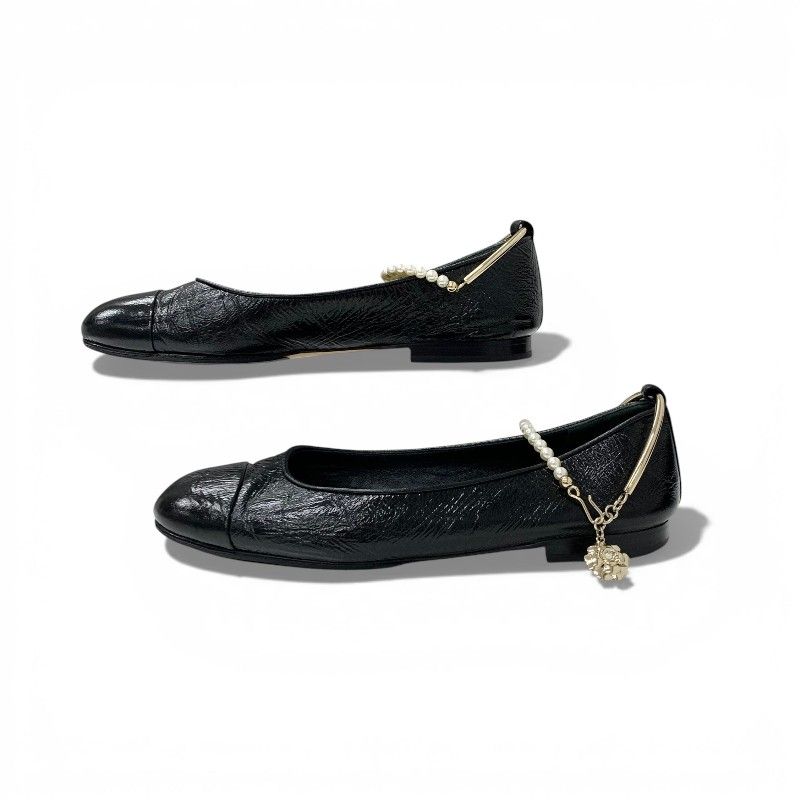 シャネル CHANEL フラットシューズ 靴 シューズ レザー ブラック シャネル CHANEL フラットシューズ 靴 シューズ レザー ブラック
