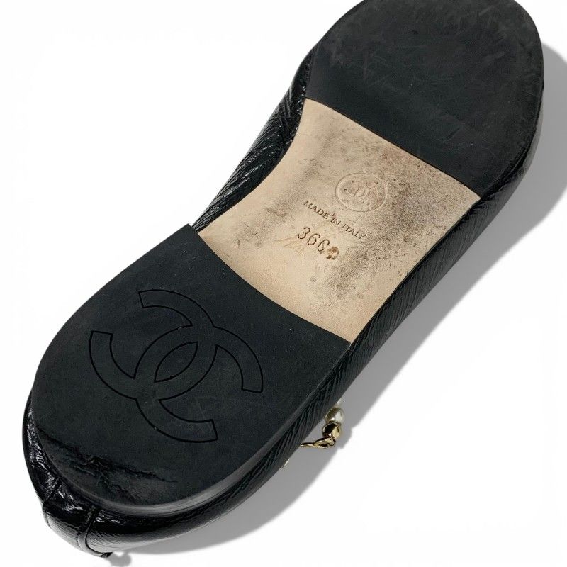 シャネル CHANEL フラットシューズ 靴 シューズ レザー ブラック