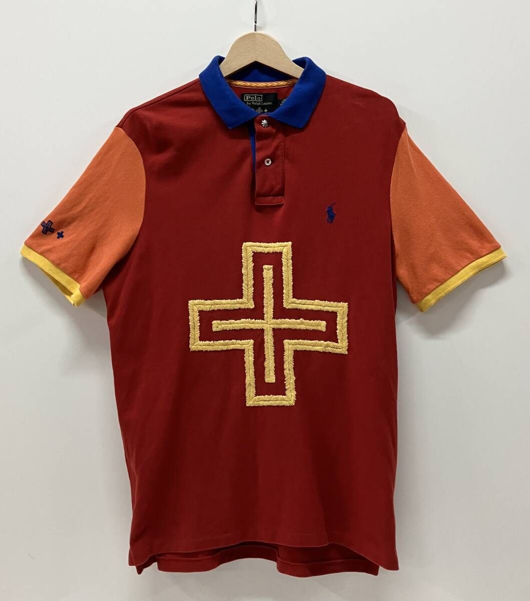 POLO RALPH LAUREN ポロラルフローレン 半袖ポロシャツ NAIOMI GLASSES Mesh Polo Shirt Multi サイズM レッド 綿100% グアテマラ製