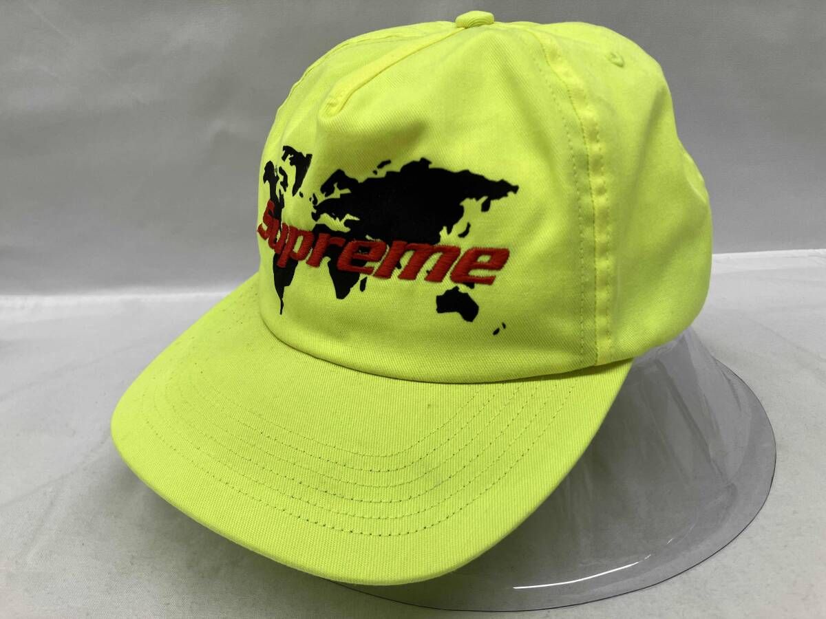 Supreme シュプリーム　World 5-Panel ワールド5パネル　キャップ　帽子　ロゴ刺繍　プリントデザイン　イエロー系
