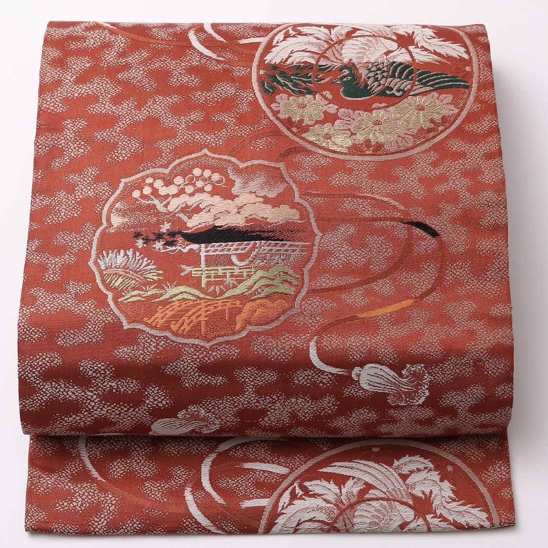 特価！アンティーク 九寸名古屋帯 Aランク 帯丈327cm 正絹 六通 名古屋