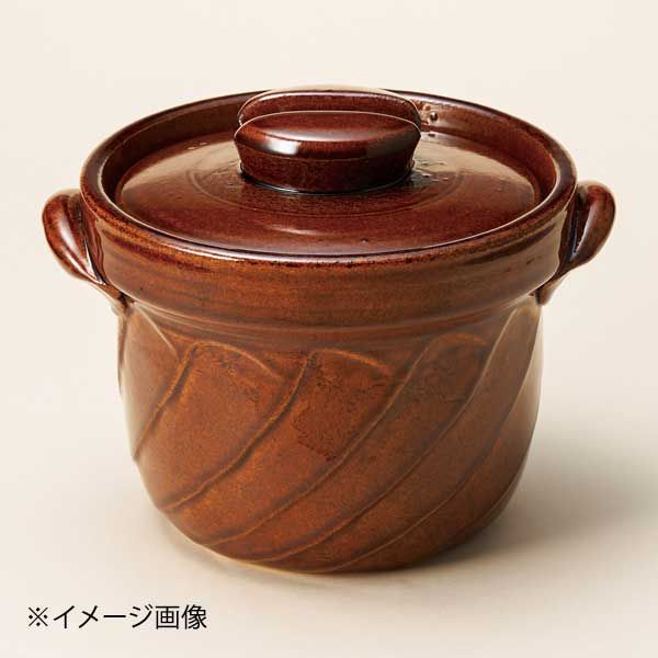 【新品】アメ釉捻りご飯鍋3合炊(萬古焼)