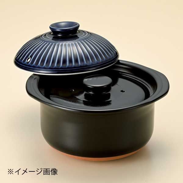 【新品】銀峯菊花ルリご飯鍋3合炊(中蓋付)(萬古焼)