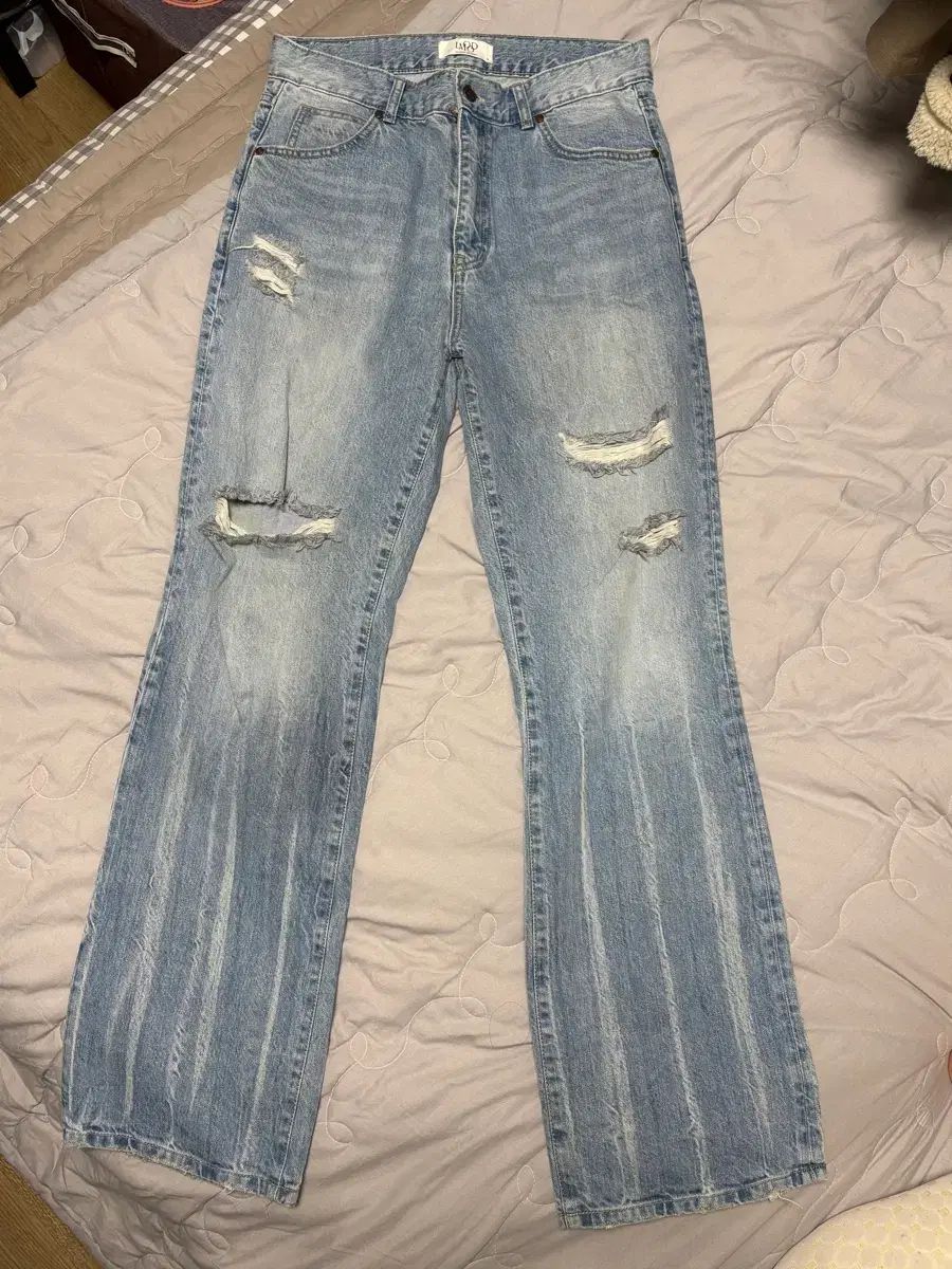 LMOOD エルムード あきら フレア デニム ヴィンテージ ブルー 48