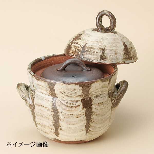 【新品】唐津刷毛目ご飯鍋2合炊(中蓋付)(萬古焼)