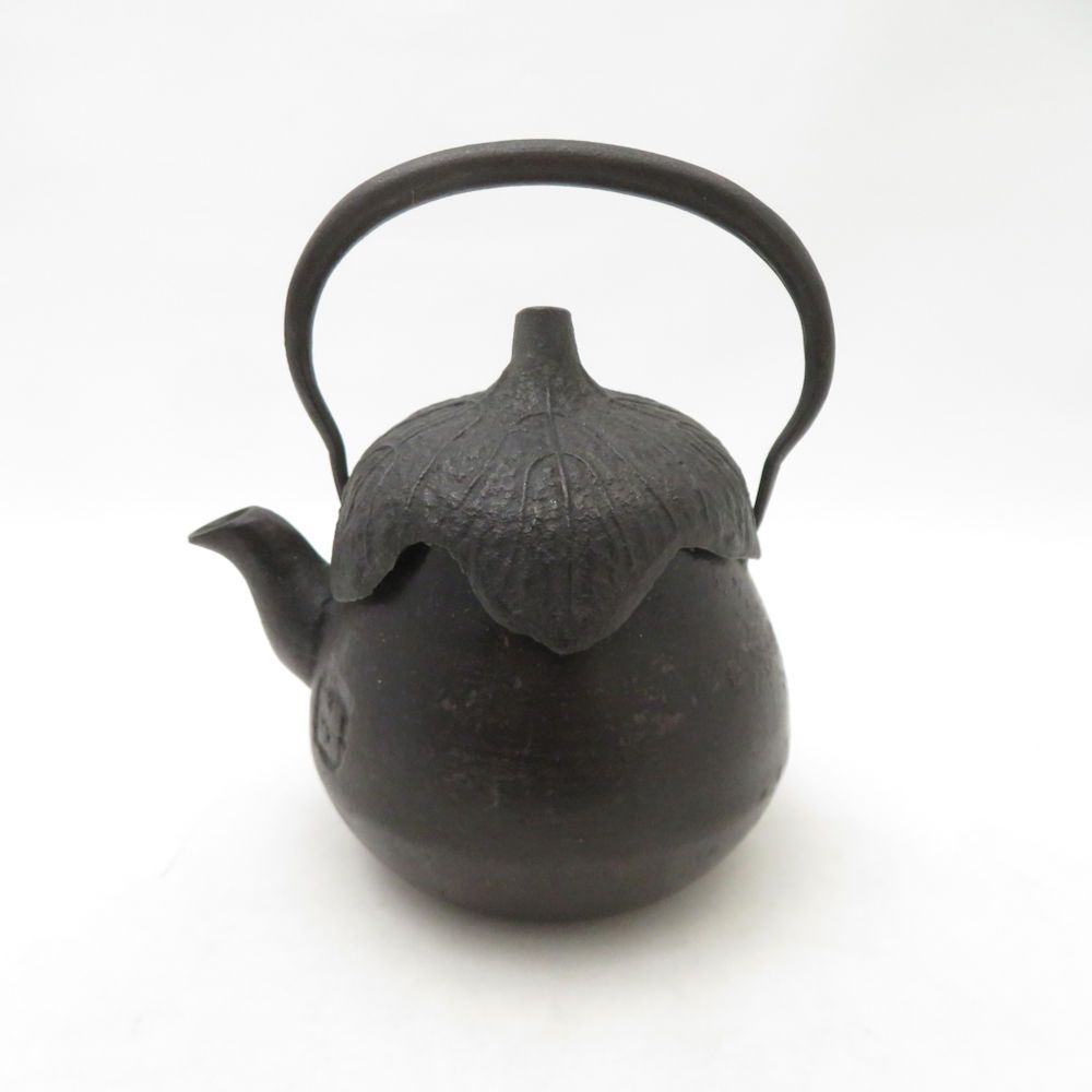 美品 南部鉄器 南部眞正 鉄瓶 急須 茄子 ナス なすび ティーポット