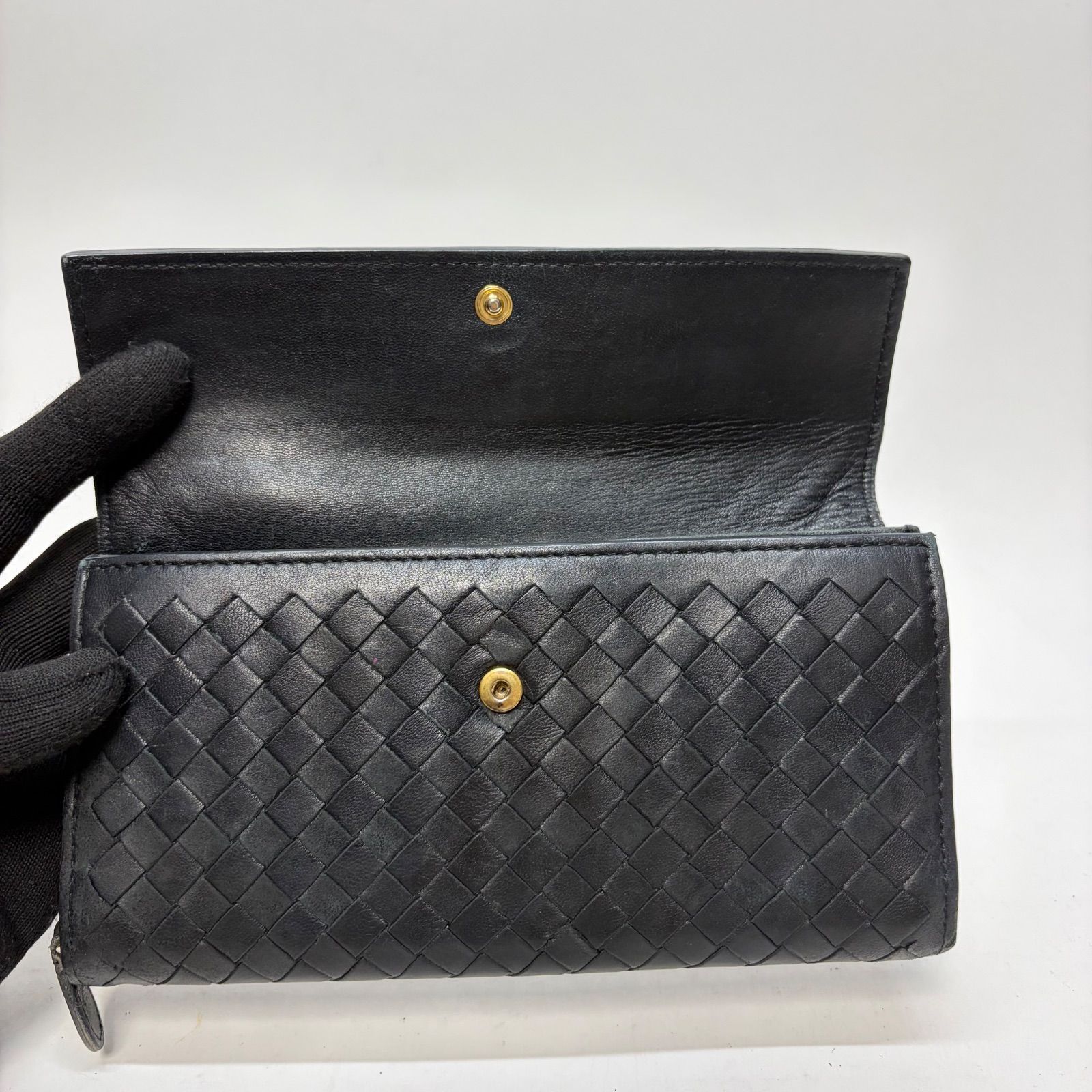 4134 BOTTEGA VENETA ボッテガヴェネタ 長財布 ブラック レザー 