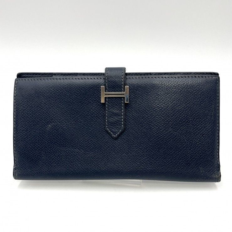 HERMES（エルメス）ベアンクラシック 長財布 ヴォーエプソン ネイビー 