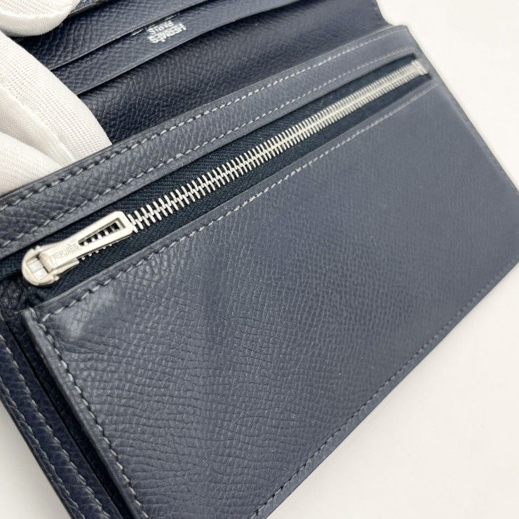 HERMES（エルメス）ベアンクラシック 長財布 ヴォーエプソン ネイビー 