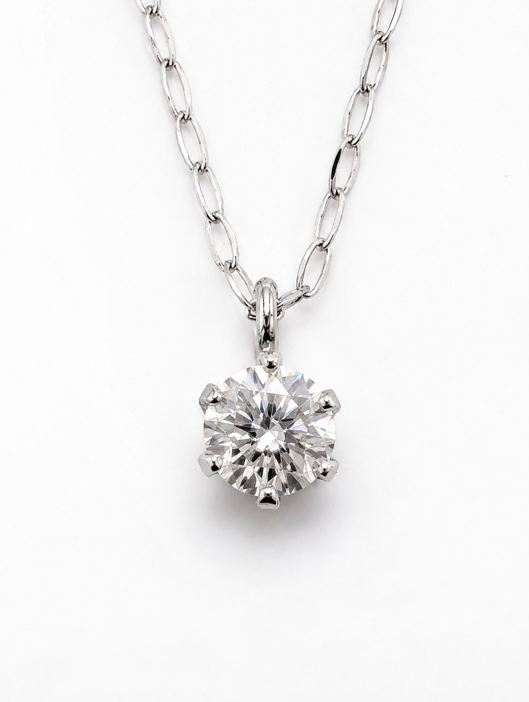 PT900/PT850 天然ダイヤモンド0.10ct 6本爪ペンダントネックレス プラチナ 一粒ダイヤ 40cm アジャスター付