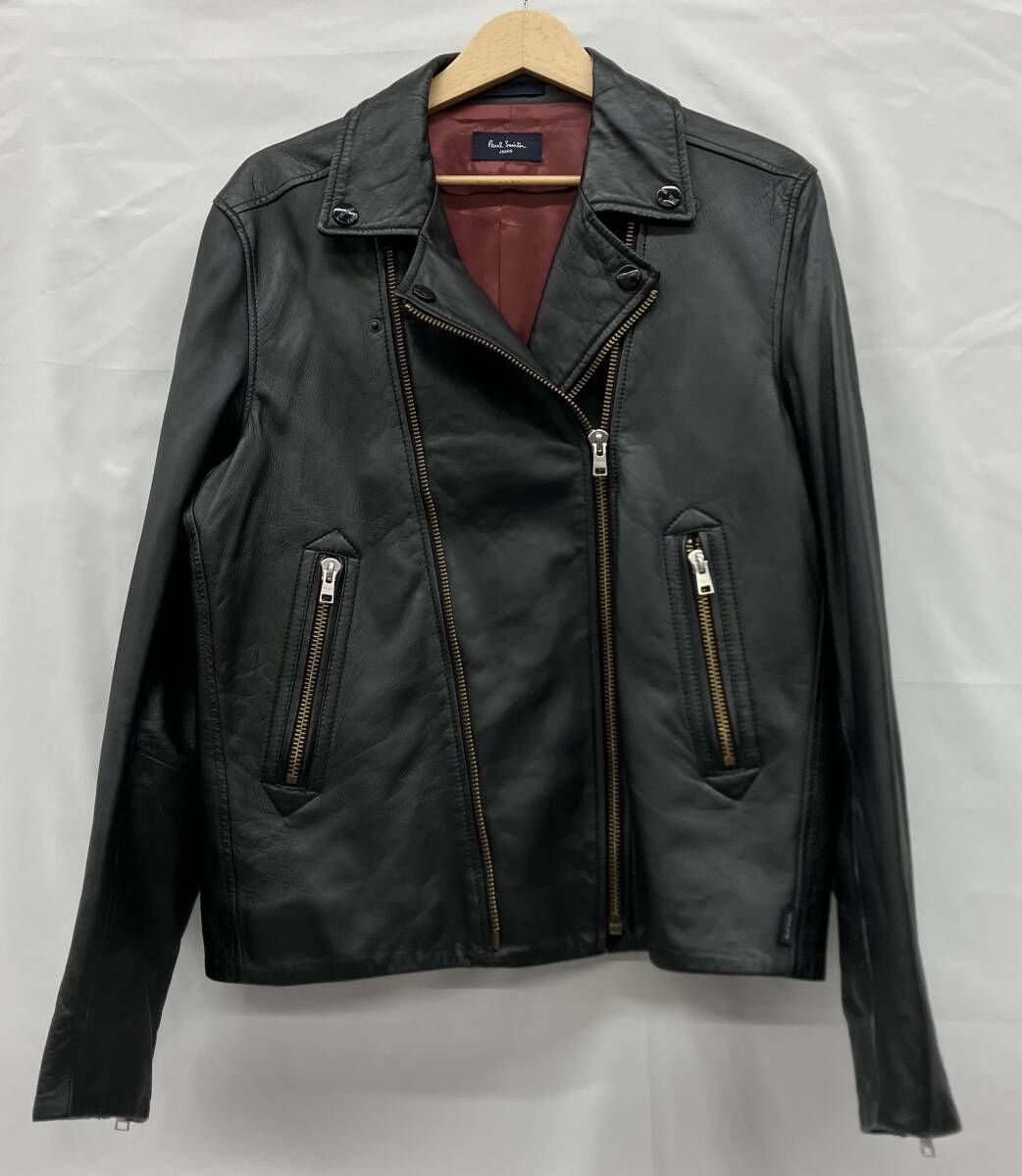 paul smith JEANS ポールスミスジーンズ　ダブルライダースジャケット　レザージャケット　革ジャン 羊革　ブラック サイズXL