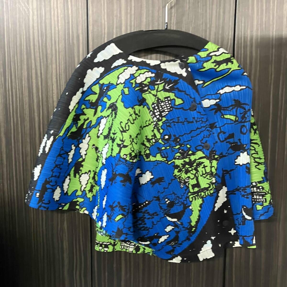 12aw PLEATS PLEASE World Map Pleats Cardigan 半袖カーディガン・アンサンブル サイズ3 プリーツプリーズ