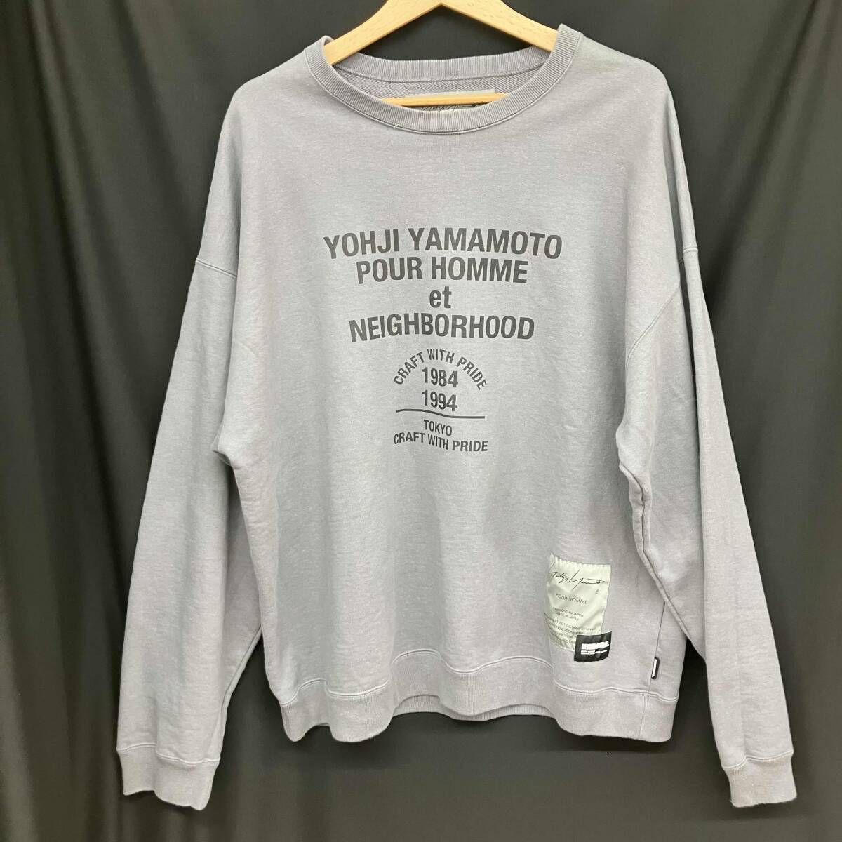 25ss YOHJI YAMAMOTO × NEIGHBORHOOD SWEAT SHIRT LS サイズXL グレー 