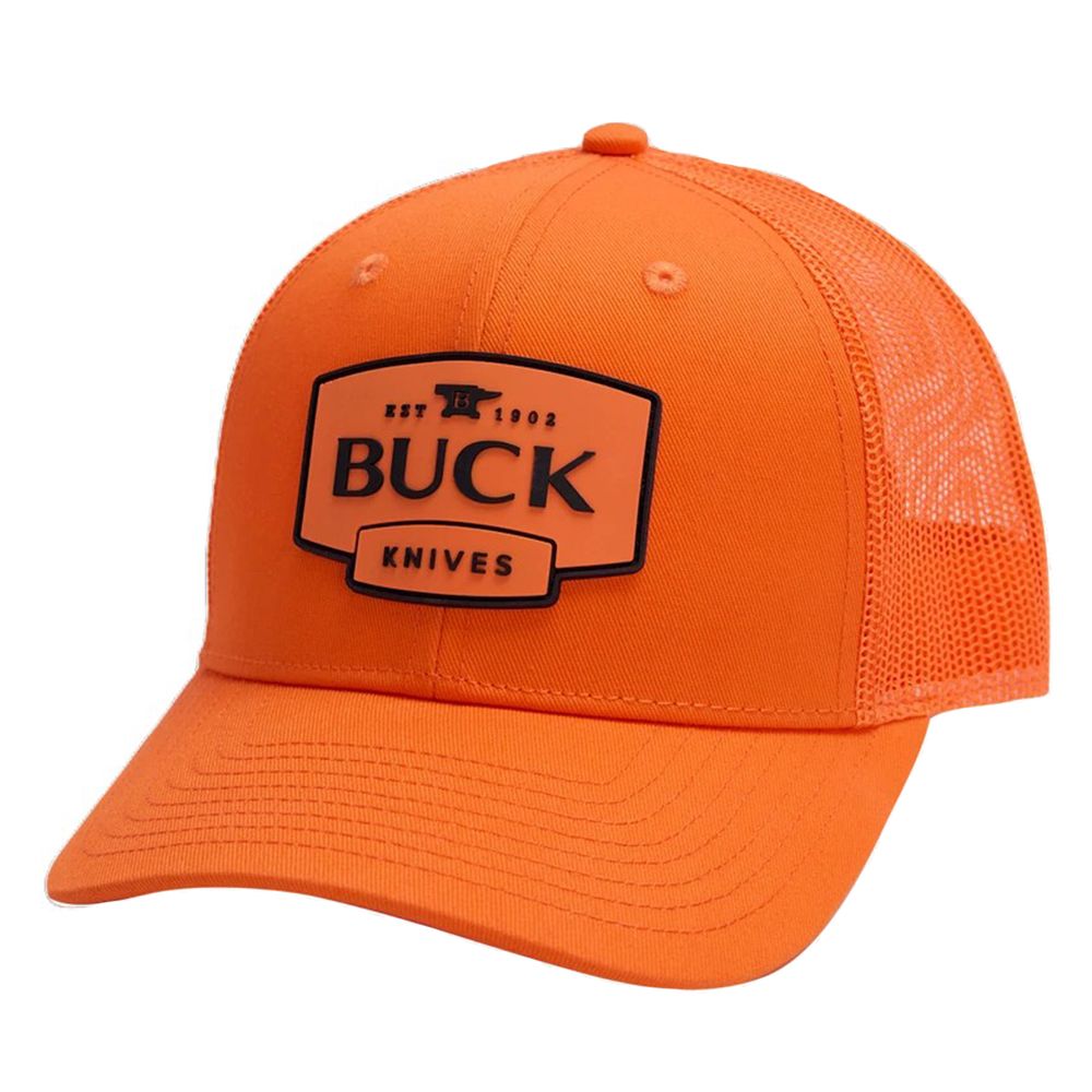 BUCK メッシュキャップ PVCロゴ スナップバック式 ブレイズオレンジ 89190
