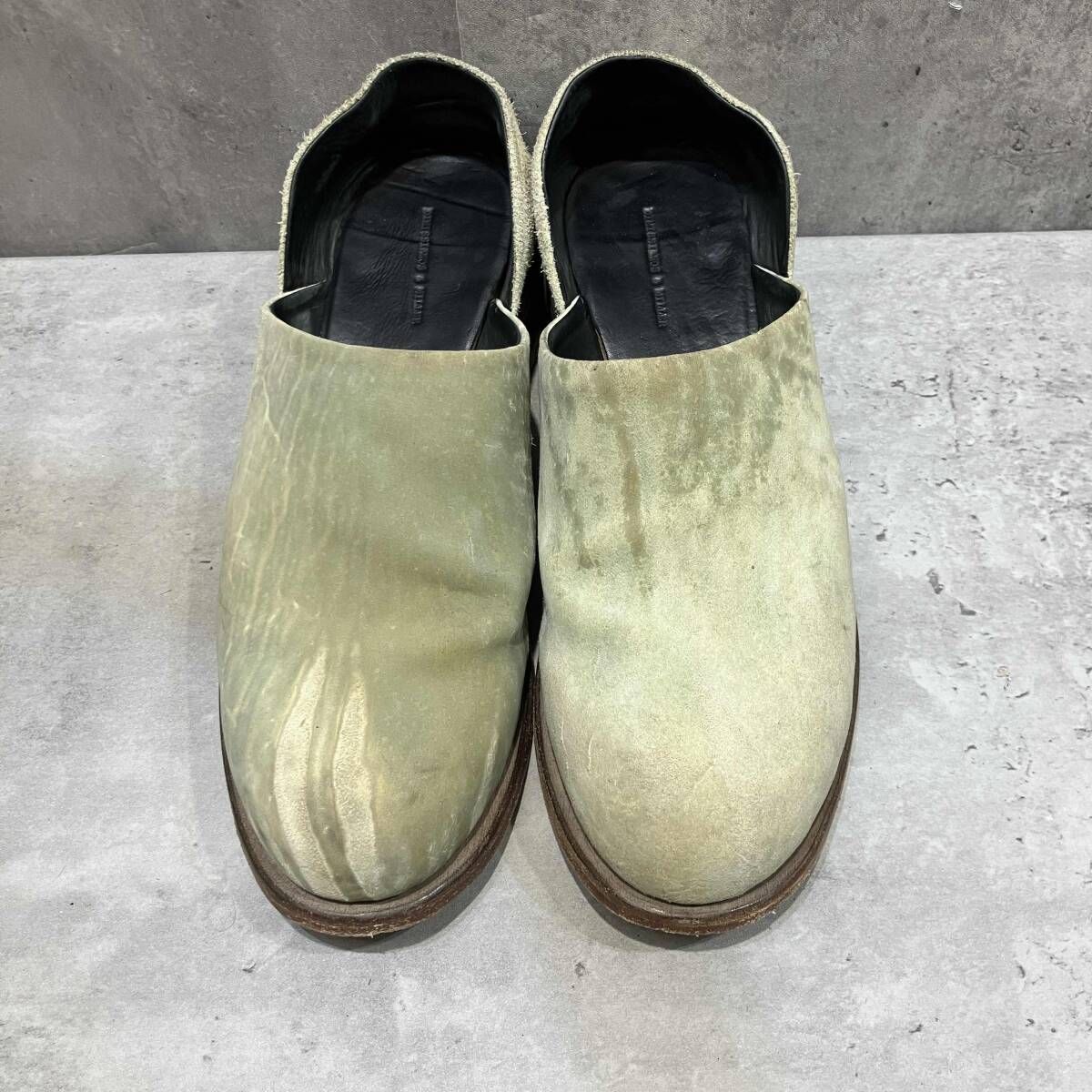 dimissianos&miller スエードレザースリッポン size 40 セージグリーン ディミッシアーノアンドミラー
