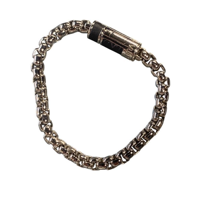 ♪4327 LOUIS VUITTON ルイヴィトン 2022年製 M62592 ブレスレット・チェーン モノグラムエクリプス シルバー ブラック イタリア製 メンズ 中古