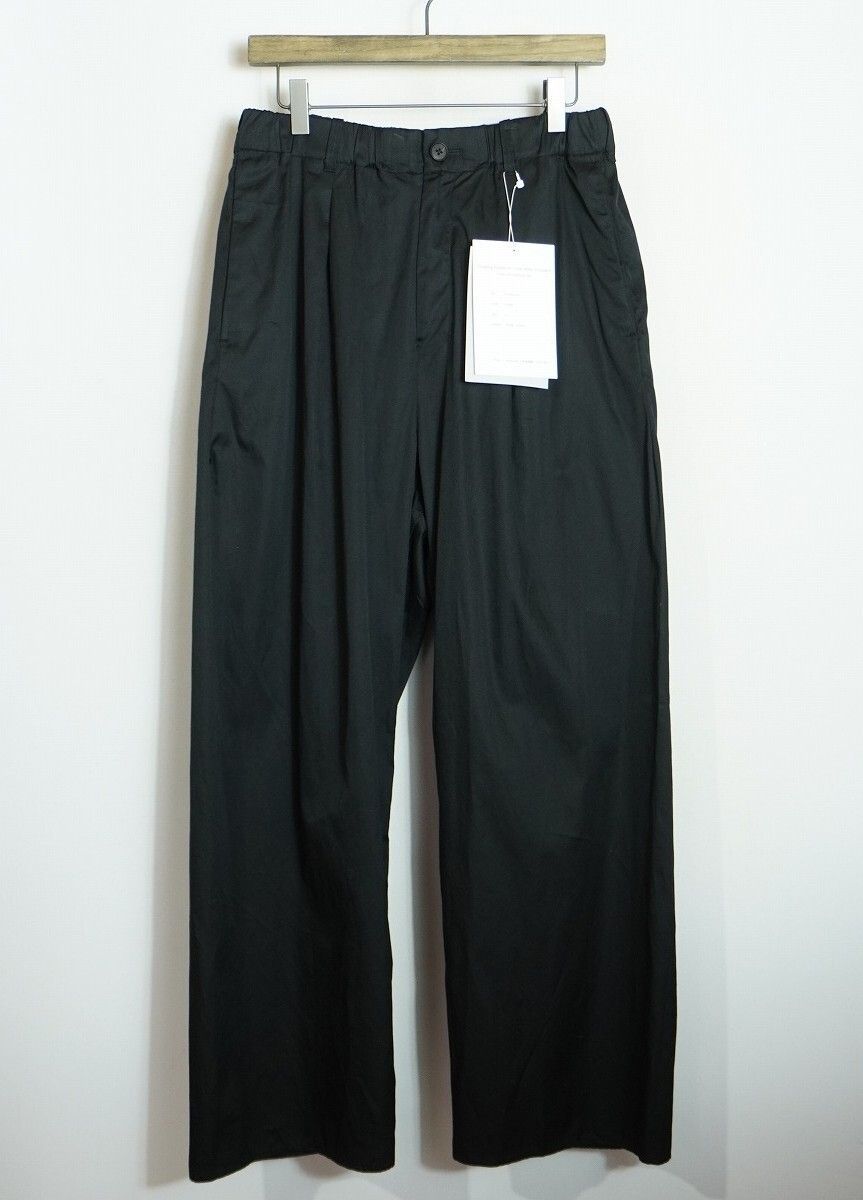 25SS NONNOTTE ノノット Draping Elastic In Tuck Wide Trousers ドレープ タック ワイド スラックス パンツ N-25S-010 黒 2876Q♪
