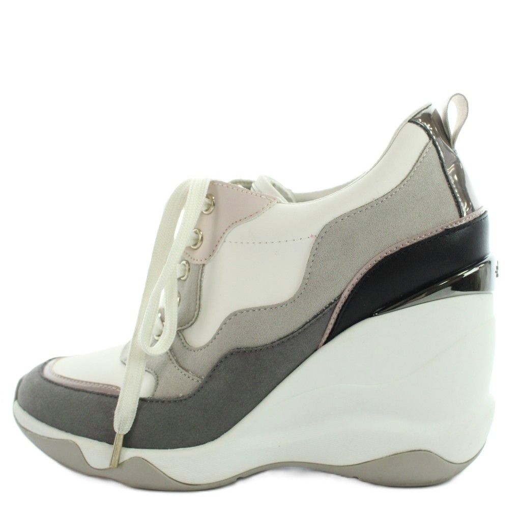 ダイアナ DIANA +diana 23SS 美脚ヒールアップスニーカー9cm グレー人工シルキー スニーカー ローカット 23.5cm /YI10