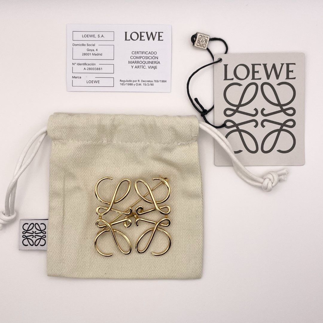 ロエベ LOEWE アナグラム ブローチ ゴールド 真鍮 付属品あり 保存袋