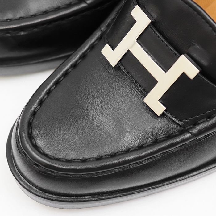 【3/5まで限定】 HERMESエルメスドーフィン70 サイズ37 黒ローファー 美品】HERMES エルメス モカシン ドーフィン70 サイズ 37 1/2