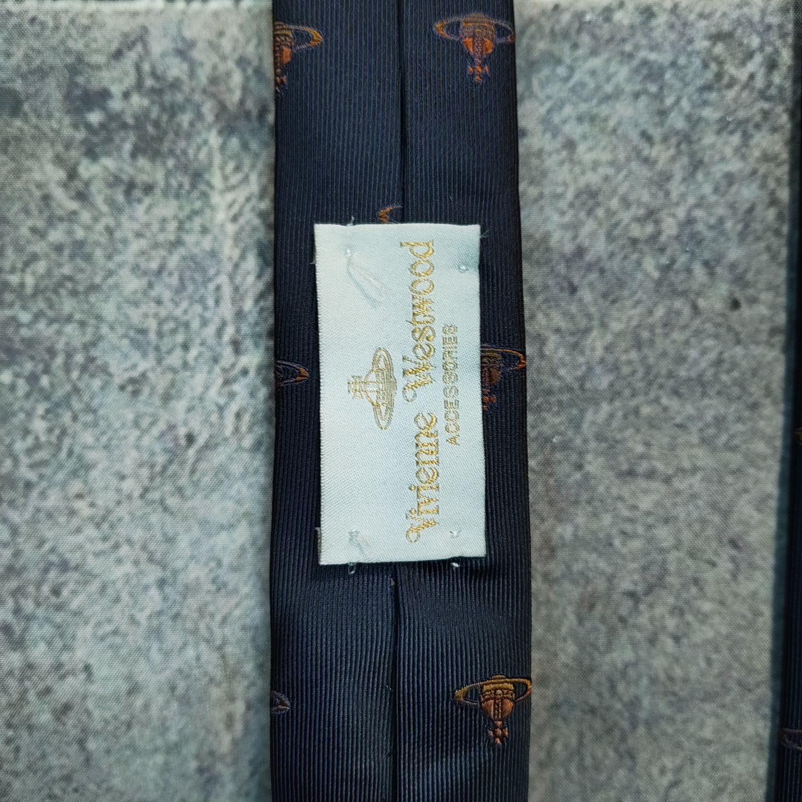 90s Vivienne Westwood ネクタイ オーブ 総柄 シルク 紺 ネイビー