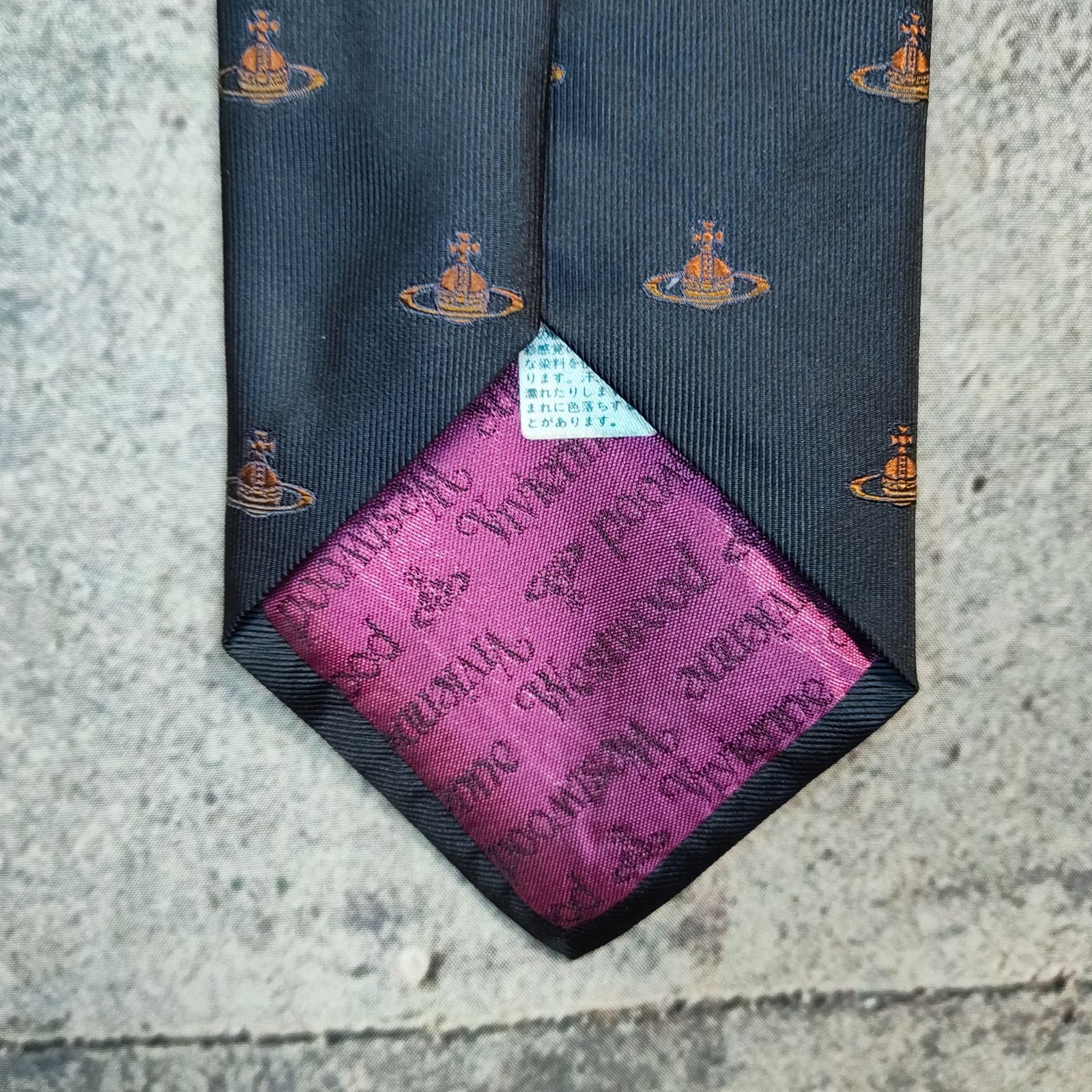 90s Vivienne Westwood ネクタイ オーブ 総柄 シルク 紺 ネイビー