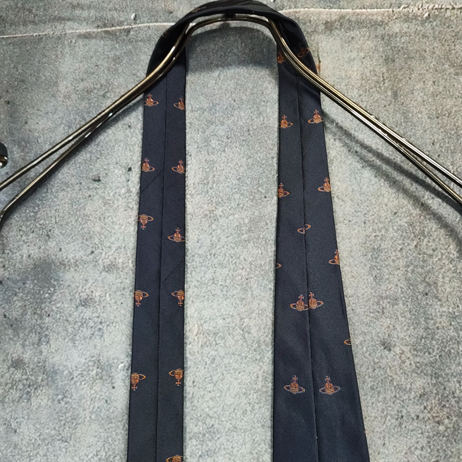 90s Vivienne Westwood ネクタイ オーブ 総柄 シルク 紺 ネイビー