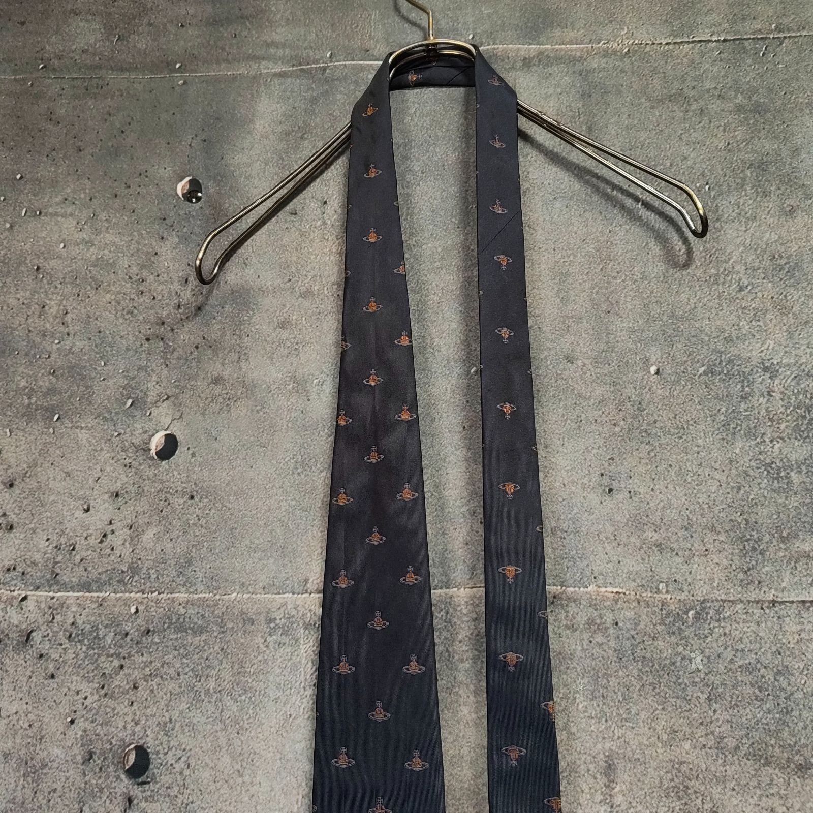 90s Vivienne Westwood ネクタイ オーブ 総柄 シルク 紺 ネイビー