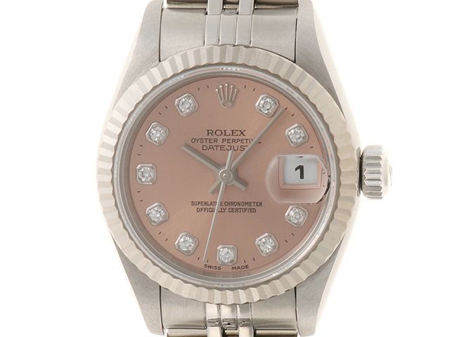 ROLEX ロレックス ウォッチ デイトジャスト 新10PD 時計 79174 腕時計 K18ホワイトゴールド K18WG/ステンレススチール ピンク レディース【中古】433