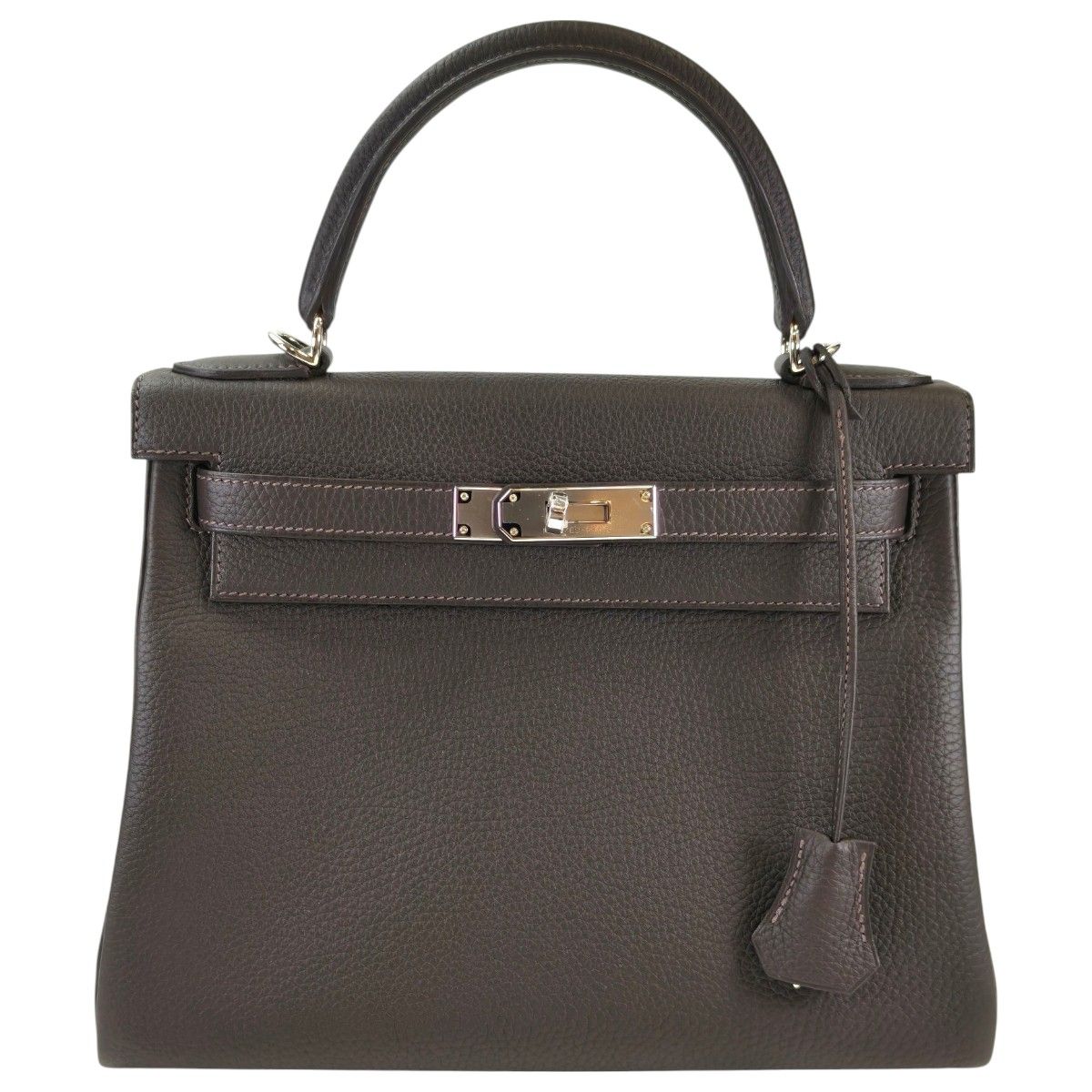 HERMES エルメス ケリー28 SV金具 K刻 ハンドバッグ ショルダーバッグ 2way グレー 管理番号：11386