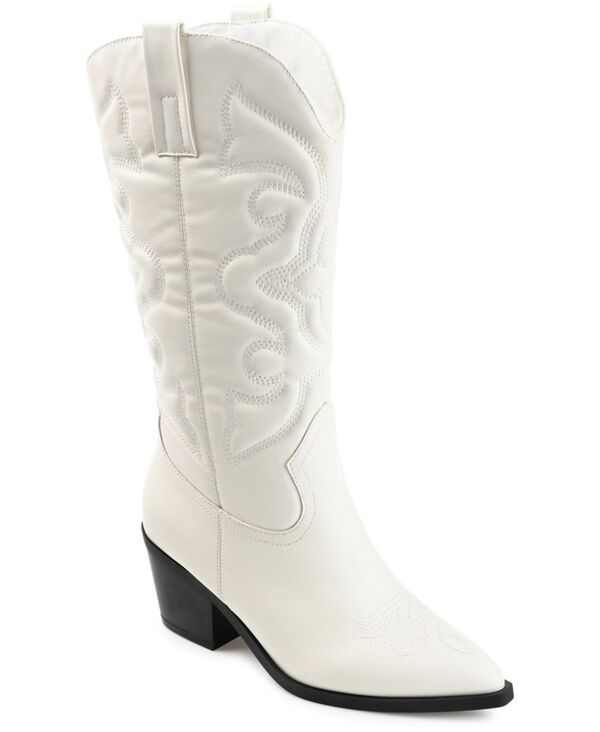 ジュルネ コレクション レディース シューズ ブーツ・レインブーツ Journee Collection Womens Chantry Regular Wide Calf Western Mid Shaft Boots White ホワイト