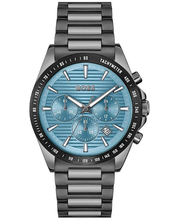 ヒューゴボス メンズ アクセサリー 腕時計 Tシャツ Hugo Boss Mens Strike Quartz Chronograph Ionic Plated Gray StainlessSteel Watch 41mm Gray グレー
