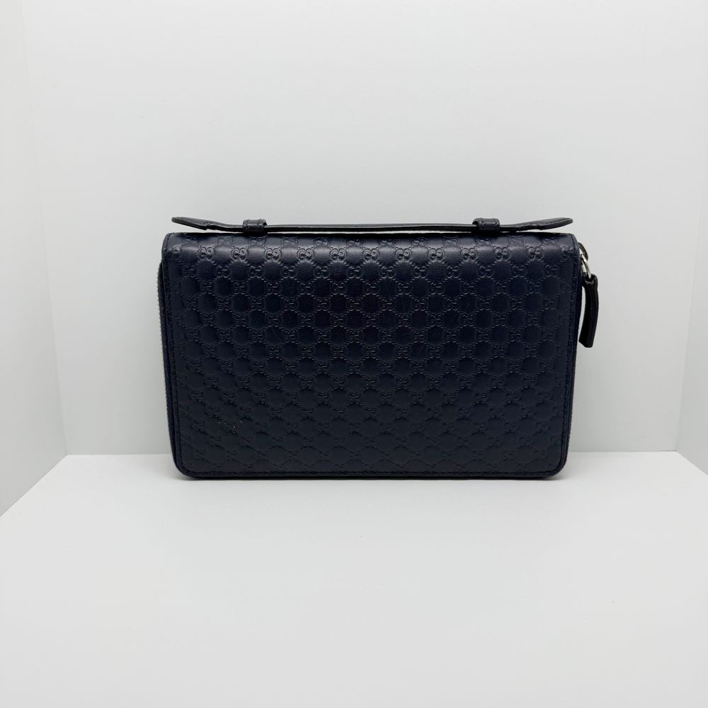 グッチ ネイビー マイクロシマ ハンドル 財布 449246 / A級 - メルカリ